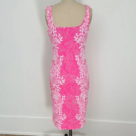 Lilly Pulitzer Pink Sheath Midi Dress Square Neck Sleeveless - Picture 5 of 10